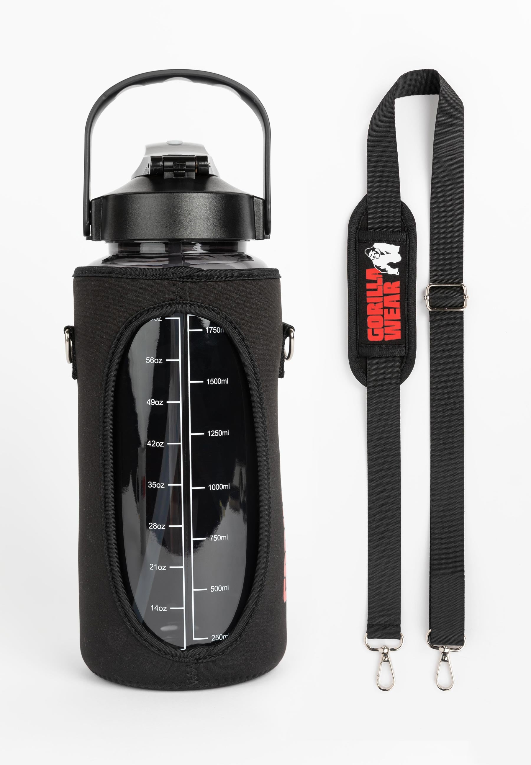 Gorilla Wear Water Bottle With Sleeve 2L - Black