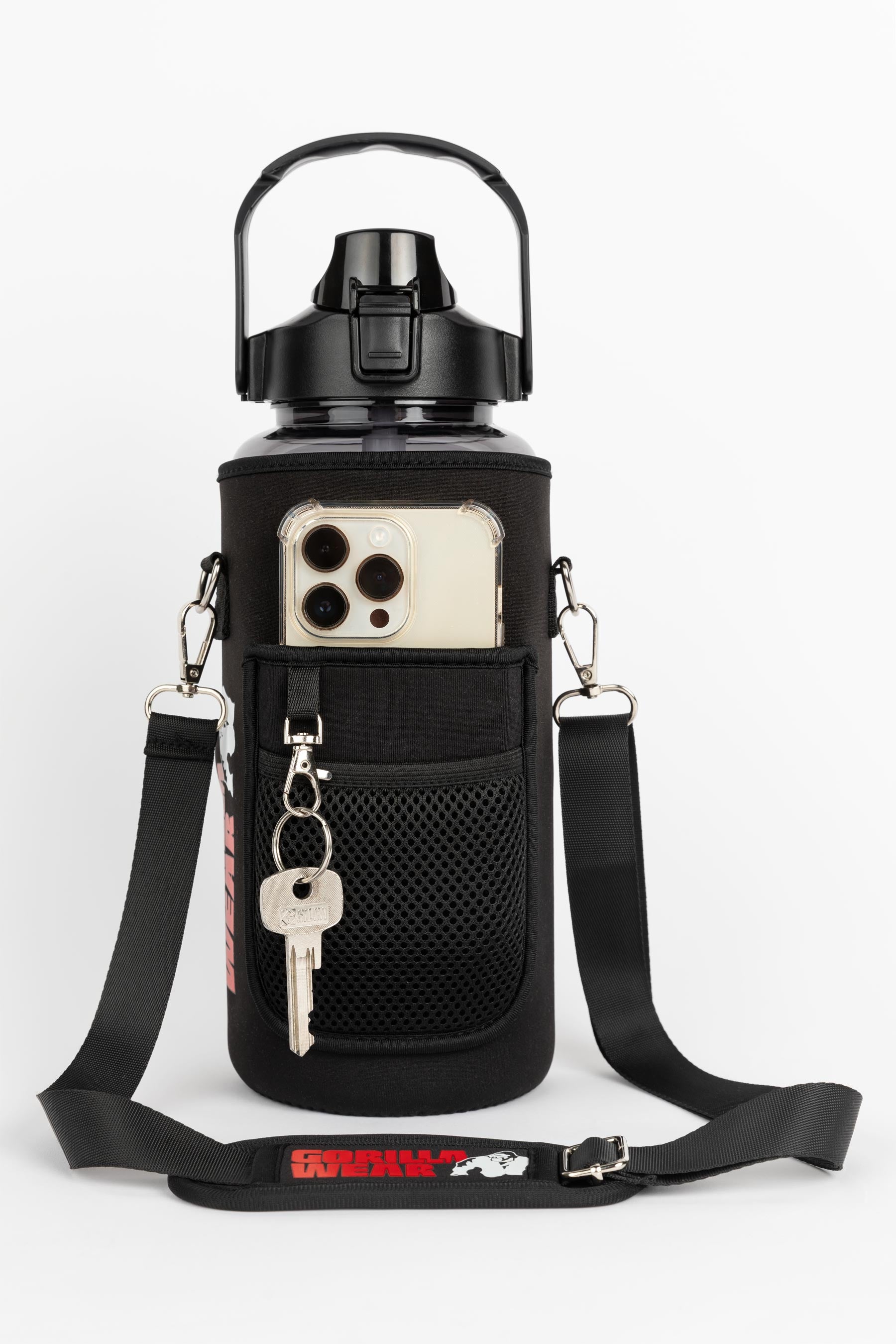 Gorilla Wear Water Bottle With Sleeve 2L - Black