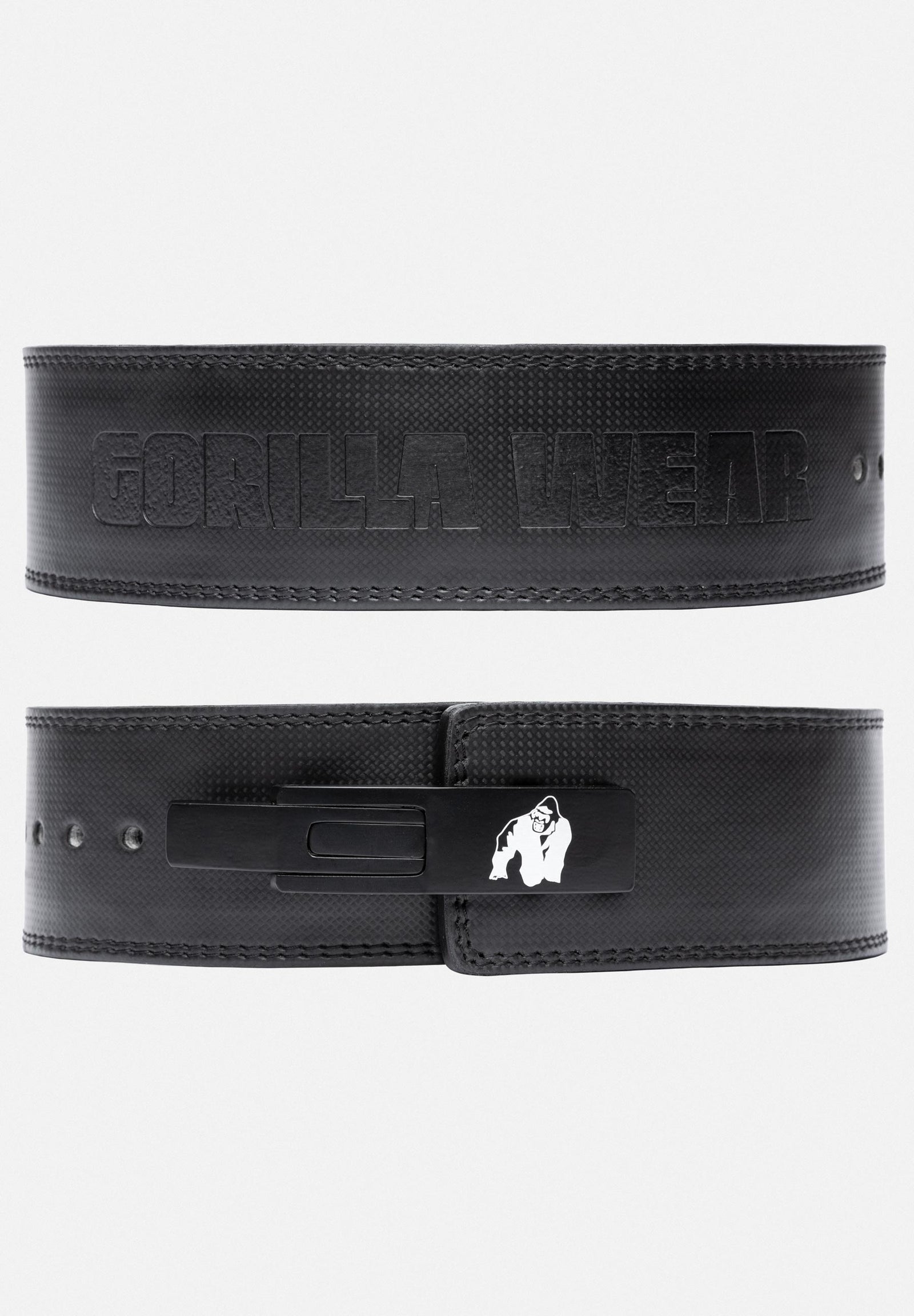 Gorilla Wear 4 Inch Carbon Leather Lever Belt - Musta