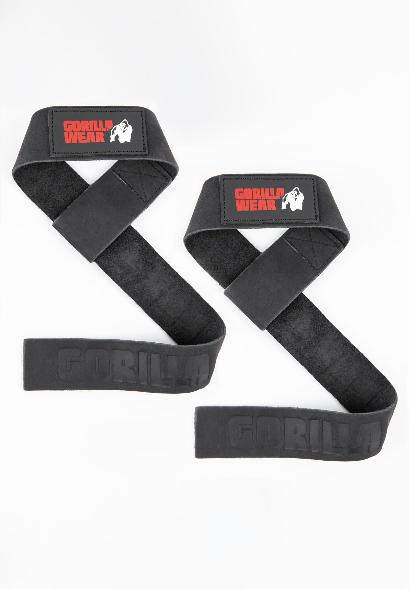 Gorilla Wear Leather Lifting Straps - Svart