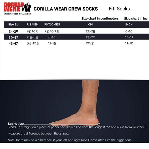 Gorilla Wear Crew Socks - White