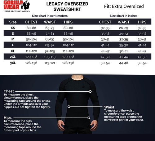 Gorilla Wear Legacy Oversized Sweatshirt - Kaikki värit