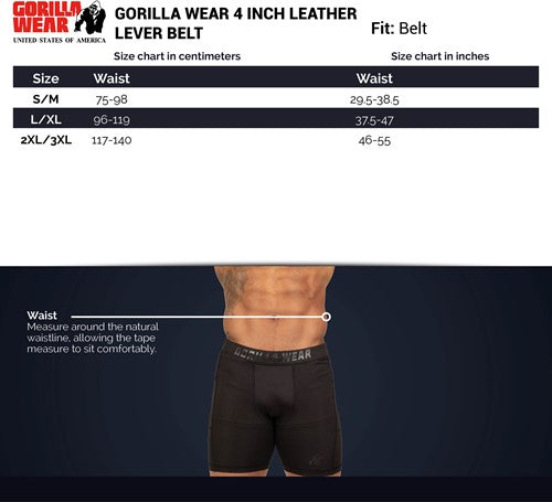 Gorilla Wear 4" Leather Lever Belt - Kaikki värit