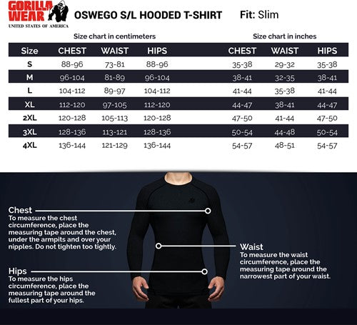 Gorilla Wear Oswego S/L Hooded T-Shirt - Kaikki värit