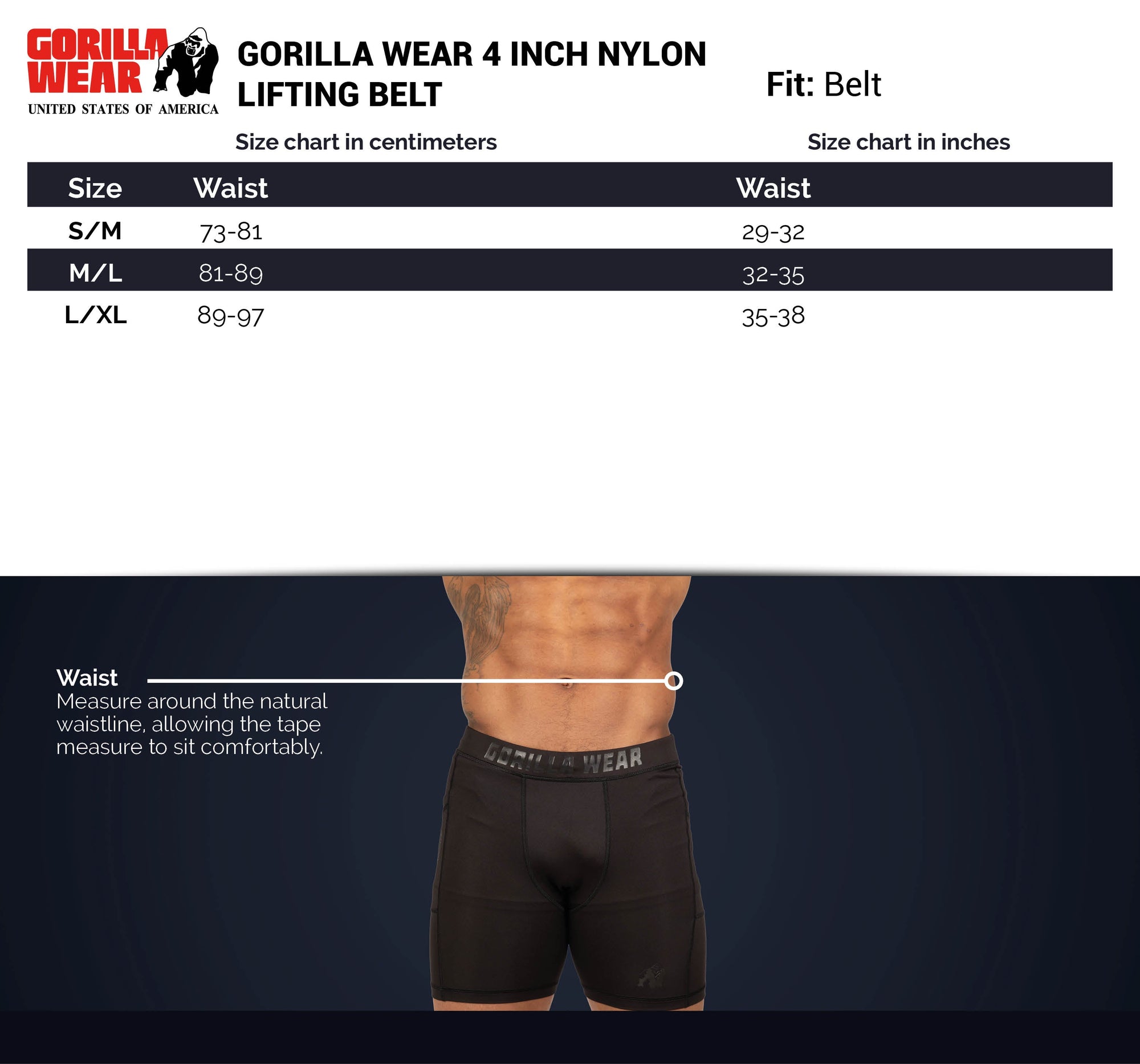Gorilla Wear 4" Nylon Nostovyö