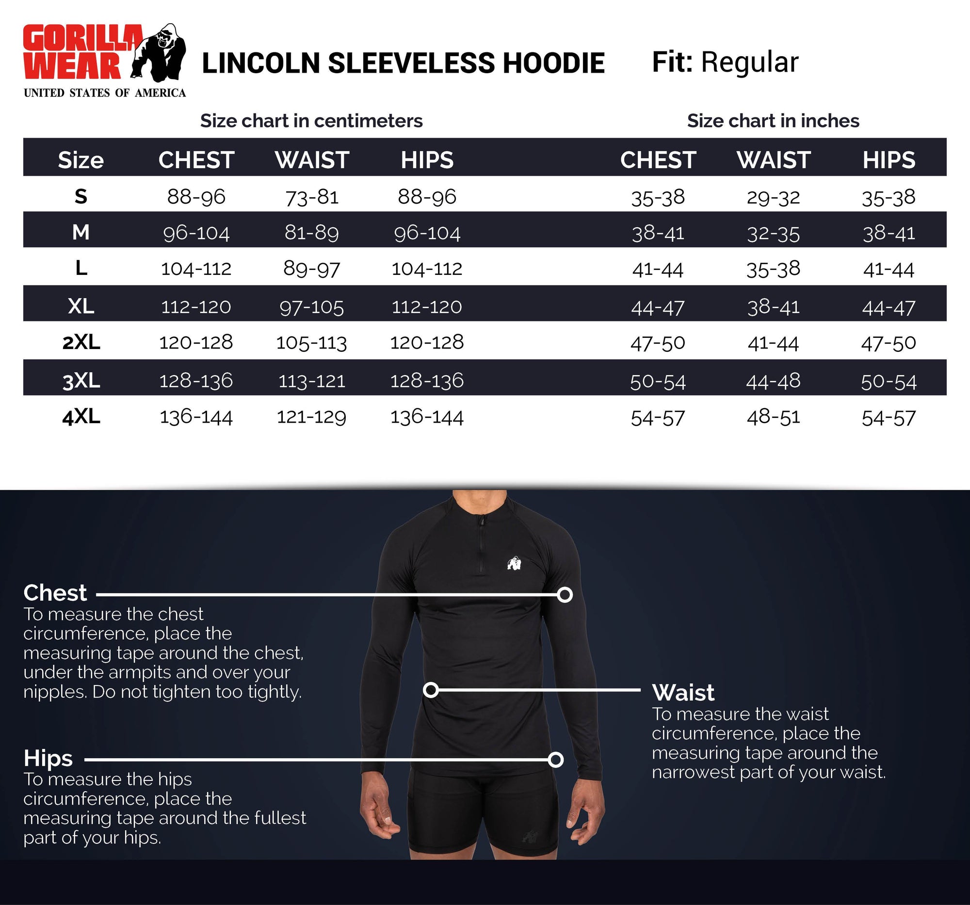 Gorilla Wear Lincoln Sleeveless Hoodie - Kaikki värit